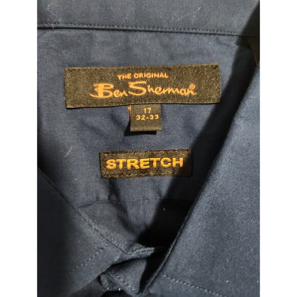 Ben Sherman Men's Navy Stretch Shirt Sz 17 32/33 NWT Button Down - Picture 6 of 9